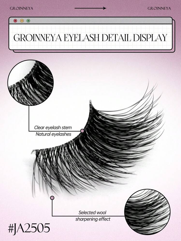 GROINNEYA 10 Cặp lông mi giả 3D ngắn, mềm mại, làm từ lông chồn, có dải mi trong suốt, kiểu mắt mèo, tạo vẻ ngoài trang điểm tự nhiên (JA2505) - màu đen - Xem 5