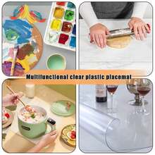 6pcs Transparent Plastic Placemats, Reusable Table Mats Suitable For Kitchen, Dining Room And Hotel - White - View 5