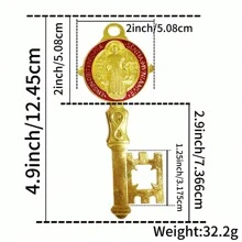 BONITTER Set Di 2 Chiave San Benedetto Doppia Faccia In Smalto Per La Benedizione E La Protezione - Medaglia San Benedetto Per Appendere Alla Porta Di Casa - Appendiabiti A Muro Croce Cattolica Per Regalo Di Pasqua - Llave De San Benito