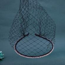 1pc Bridal Headpiece, Rhinestone Decor Veil, Fascinator Hat, Blusher With Cheeks, Perfect For Weddings, Parties, Performances, Birthdays And So On - Multicolor - View 11