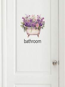 Beautiful Flower Wall Sticker For Bathroom Door, Stickers, Wall Decal, Vinly Decal For Home Decorations, Spring Decoration Items Refresh Your Home, Rama Decoration Stickers Gifts Birthday Graduation