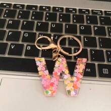 1 buc breloc unisex cu litere acrilice epoxidice cu paiete inițiale A-Z, decorațiune la modă cu inel de chei alfabet pentru portofel, accesorii auto pentru geantă de mână și școală, drăguț gotic Y2k