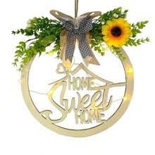 Welcome Sign,Front Door Decoration Welcome Sign With Led Light For Porch Front Door Spring Door Sign Greenery Sunflower Welcome Sign Wall Decor - Sweethome - View 1
