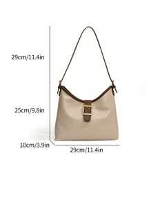 女式休閒高級質感簡約肩背包 - 米色 - 查看 10