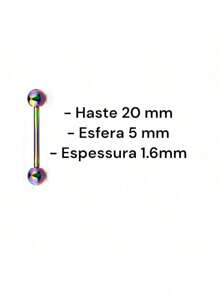 Piercing 100% Titânio Dourado Barbell Língua Hipoalergênico - Ouro amarelo - Visão 4
