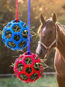 1pc Horse Treat Ball Feeder, Hanging Feeding Toy With Random Color Rope For Stables - Multicolor - View 1