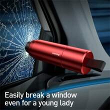 Baseus Car Window Glass Breaker Hammer Seat Belt Cutter Auto Life-Saving Escape Emergency Accessoyies Tool Kit - Red - View 2