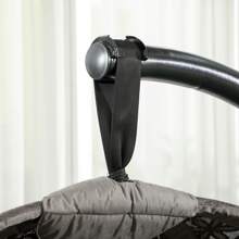 Outsunny Outdoor Hanging Chair, Swing Chair With Metal Stand, Thick Padded Cushion, Foldable Basket And Side Pocket, For Indoor And Outdoor, Sand - Brown - View 7