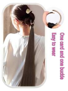 24-Inch Cold Brown Synthetic Wig New Chinese Style Mid-Length Braided Hair Ring Low Ponytail Daily Wear - Brown - View 3