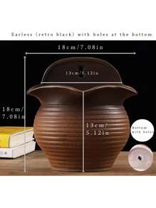 1pc Ceramic Wall Mounted Plant Pot Without Hole Creative Design Hanging Planter For Villa Wall Decoration (Plants Not Included) - Black - View 7