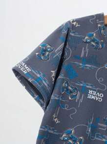 3pcs Young Boys' Game Controller Printed Short Sleeve Top, Shorts And Long Pants Set Matching Set - Multicolor - View 5