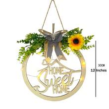 Welcome Sign,Front Door Decoration Welcome Sign With Led Light For Porch Front Door Spring Door Sign Greenery Sunflower Welcome Sign Wall Decor - Sweethome - View 2