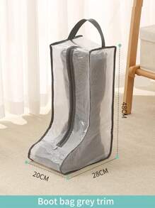 1 Miếng Cạnh Bảo quản giày Với dây kéo , Trong suốt PVC Làm Việc  Du lịch Chống bụi , Chống ẩm , Và Khuôn Chống lại Giày Cái túi - cạnh màu xám - Xem 4