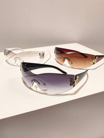  1pc Women's Fashionable Sports Y2k Butterfly Decorated Sunglasses Perfect For Photo Shooting, Traveling, Festivals, Beach Vacation And Outdoor Activities Street Sunglasses Beach Sun Glasses Bow Beach Accessories For Women Sun Glasses Sunglasses Shades Basics And Suit For Sweater Jeans Sweatpants Hoodie Jackets Dress And Long Sleeve Shirt Fashionable Shade Elegant Outfit Family Outings Travel Vacation Holiday For Summer Beach Vacation,Outdoor,Travel