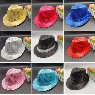 Adults' & Kids' Jazz Hat For Stage Performance With Sequins, For Children's Day, Dance Show, Holiday Party, As A Gift For Men & Women Halloween