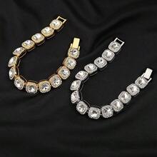 1 bộ 13mm Chiều rộng Châu Âu & Châu Mỹ Hip-hop Phong cách Hình vuông Kim cương Trang trí Dây chuyền & Vòng tay Bộ , Hoàn hảo Qủa tặng Cho bạn trai Đối với Câu lạc bộ đêm Nhảy múa Hoặc Hip-hop Đường phố Nhảy - Vàng - Xem 7