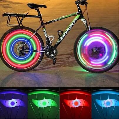 Bicycle Spoke Light Mountain Bike Willow Steel Wire Light Seven-Color Wind Fire Wheel Silicone Light Riding Equipment Accessories