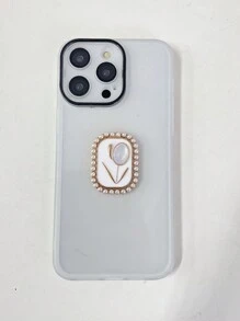 1pc Multi-Color Faux Pearl Holder Phone Case Compatible With Apple/Samsung/Xiaomi/Redmi/Oppo/Vivo - White - View 4