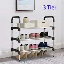LIVINGANDHOME Living And Home 3-6 Tier Metal Shoe Rack (Space-Saving Ventilated Organizer) - Slim Standing Shoe Shelf For Entryway, Closet & Bedroom