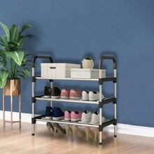 LIVINGANDHOME Living And Home 3-6 Tier Metal Shoe Rack (Space-Saving Ventilated Organizer) - Slim Standing Shoe Shelf For Entryway, Closet & Bedroom