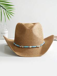 1 Miếng Không giới tính Trang trí màu ngọc lam Boho Cô gái cao bồi Mũ Nón cao bồi Mũ Rơm Visor Mũ đi biển Đối với Ngoài trời - Nhiều màu 3 - Xem 7