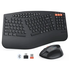 Wireless Split Keyboard With Wrist Rest, Rechargeable Wireless Keyboard And Mouse Combo, Multi-Device Connection For PC/, Ergonomic Design, Elegant Business Gift - Black - View 2