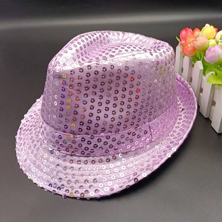 Mũ Jazz cho người lớn và trẻ em dùng để biểu diễn trên sân khấu có đính sequin, cho Ngày thiếu nhi, Chương trình khiêu vũ, Tiệc ngày lễ, Làm quà tặng cho nam và nữ trong lễ Halloween - A - Xem 15