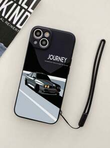 男士1入組TPU時尚汽車圖案印花手機殼，側印花，配有手提帶，適用於蘋果、三星、小米紅米系列 - 彩色 - 查看 3