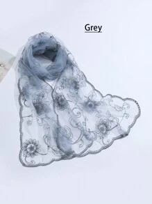 1条女士多色刺绣花卉围巾，春夏秋季皆宜，时尚甜美，遮阳防尘，度假/日常披肩，波西米亚风，情人节礼物 - 彩色 - 查看 7