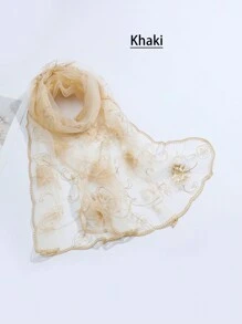 1条女士多色刺绣花卉围巾，春夏秋季皆宜，时尚甜美，遮阳防尘，度假/日常披肩，波西米亚风，情人节礼物 - 彩色 - 查看 5