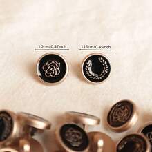 10/20/30入組油滴砂金葉紋裝飾塑料扣子,適用於針織開衫、襯衫、外套和diy服飾配件 - 黑色 - 查看 2