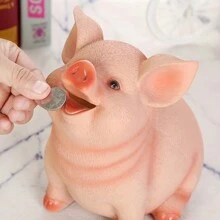 1pc Cute Large Size Resin Animal Piggy Bank Money Box, Gift For Adults, Cash & Coin Storage, Home Decor