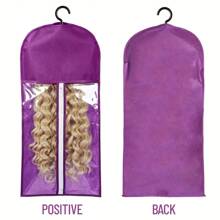 1PC Hair Extensions Storage Bag With Hanger Hair Extension Holder Wig Storage Bag Wig Bag Perfect For Travel - Purple - View 1