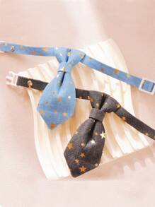 1入組可調節的可愛星空蝴蝶結項圈,適用於小型犬和貓（星星圖案位置隨機） - 彩色 - 查看 6