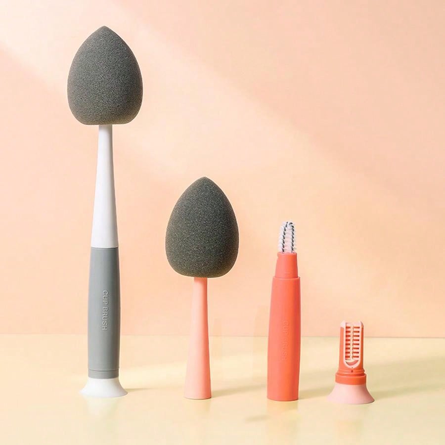 3-In-1 Makeup Sponge Brush Cleaner With Long Detachable Handle, Double