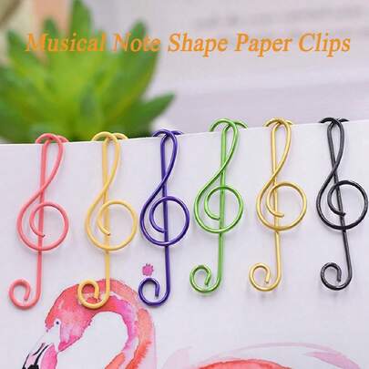 10/30/80pcs Mixed 6 Colors Metal Music Note Shaped Paper Clips, Music Decor Clips, Office & School Supplies, Back To School Season