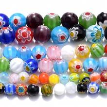 4/6/8/10mm彩色花卉燈工玻璃珠印花玻璃圓珠散珠,適用於自製手鍊、項鍊、耳環等珠寶配件、用品 - 彩色 - 查看 8