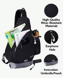 Waterfly Mochila Cruzada Pecho Mochila Bandolera Casual para Ciclismo Senderismo Hombre y Mujer - Negro - Ver 5