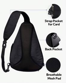 Waterfly Mochila Cruzada Pecho Mochila Bandolera Casual para Ciclismo Senderismo Hombre y Mujer - Negro - Ver 6