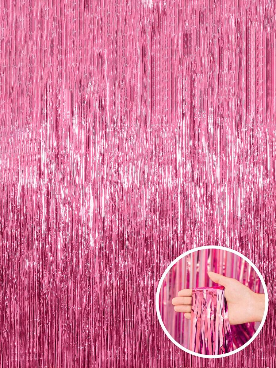 1 tấm rèm phông nền bằng dây kim loại trang trí tiệc Giáng sinh nhiều màu, trang trí sự kiện chụp ảnh tua rua bằng lá nhôm, phông nền tiệc tốt nghiệp Bachelorette màu hồng ngày lễ tình nhân - Nhiều màu - Xem 1