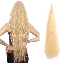 38英寸合成馬尾彈性包圍馬尾,長波浪分層合成金色假馬尾髮套,女性髮套延伸 - 金色 - 查看 1