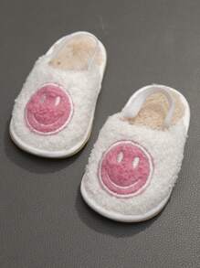 Pink Baby Girl Shoes Cute Cartoon Smiling Face Slip Toddler Shoes Comfortable Non Slipper Soft Bottom Walking Shoes For Indoor Spring Autumn