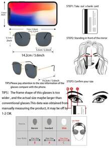 1 Pair Women's Geometric Copper-Colored Modern Minimalist Style Fashion Glasses, Suitable For Beach Vacation, Outdoor Travel And Other Occasions, An Essential Beach Accessory And Eyewear For Women, Also An Ideal Choice For Women's Autumn/Winter Clothing And Business Casual Attire. - Grey - View 9