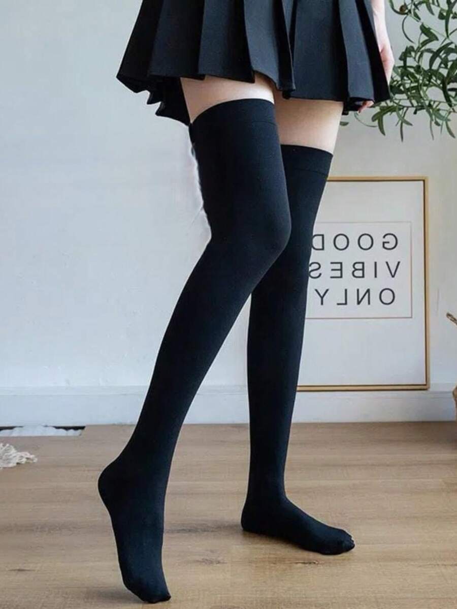 Women Over The Knee Socks - màu đen - Xem 1