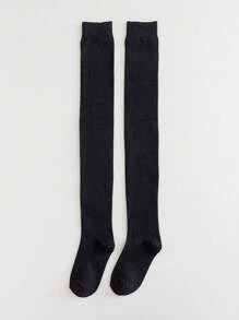 Women Over The Knee Socks - màu đen - Xem 2