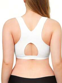 女士可调节钩眼扣、无衬垫、背部支撑、术后胸罩、内衣 - 白色 - 查看 3
