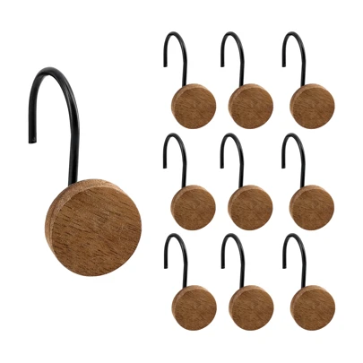 12pcs/Set Wooden And Stainless Steel Shower Hooks With Strong Load Bearing And Anti-Rust Function For Bathroom/Kitchen Decoration And Accessories Home Bathroom Decor Fall Decor Bathroom Accessories