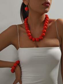 4pcs/Set Beaded Necklace & Pendant Set For Women With Unique, Fashionable, Exaggerated, And Retro Style - Buddhist Bead Jewelry Set - View 22