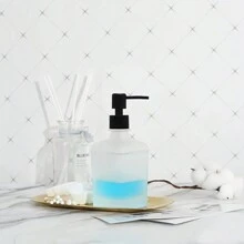 1 件 9 盎司/10 盎司/12 盎司精致磨砂分配瓶玻璃皂液器适用于洗手液、沐浴露和洗涤剂适用于厨房浴室家庭餐厅酒店 - 白色 - 查看 1