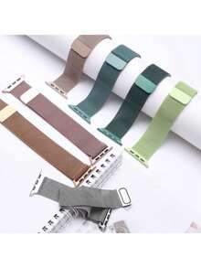 Pulseira Milanese Aço Metal Magnetico Fecho 38mm 40mm 42mm 44mm 45mm  X8 Iwo 12 13 16 Top - Verde Escuro - Visão 2